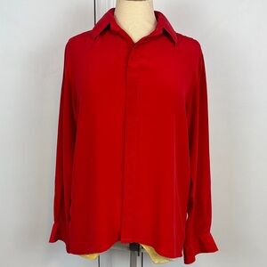BOCCI vintage Silk Red long sleeve Button Down Shirt medium